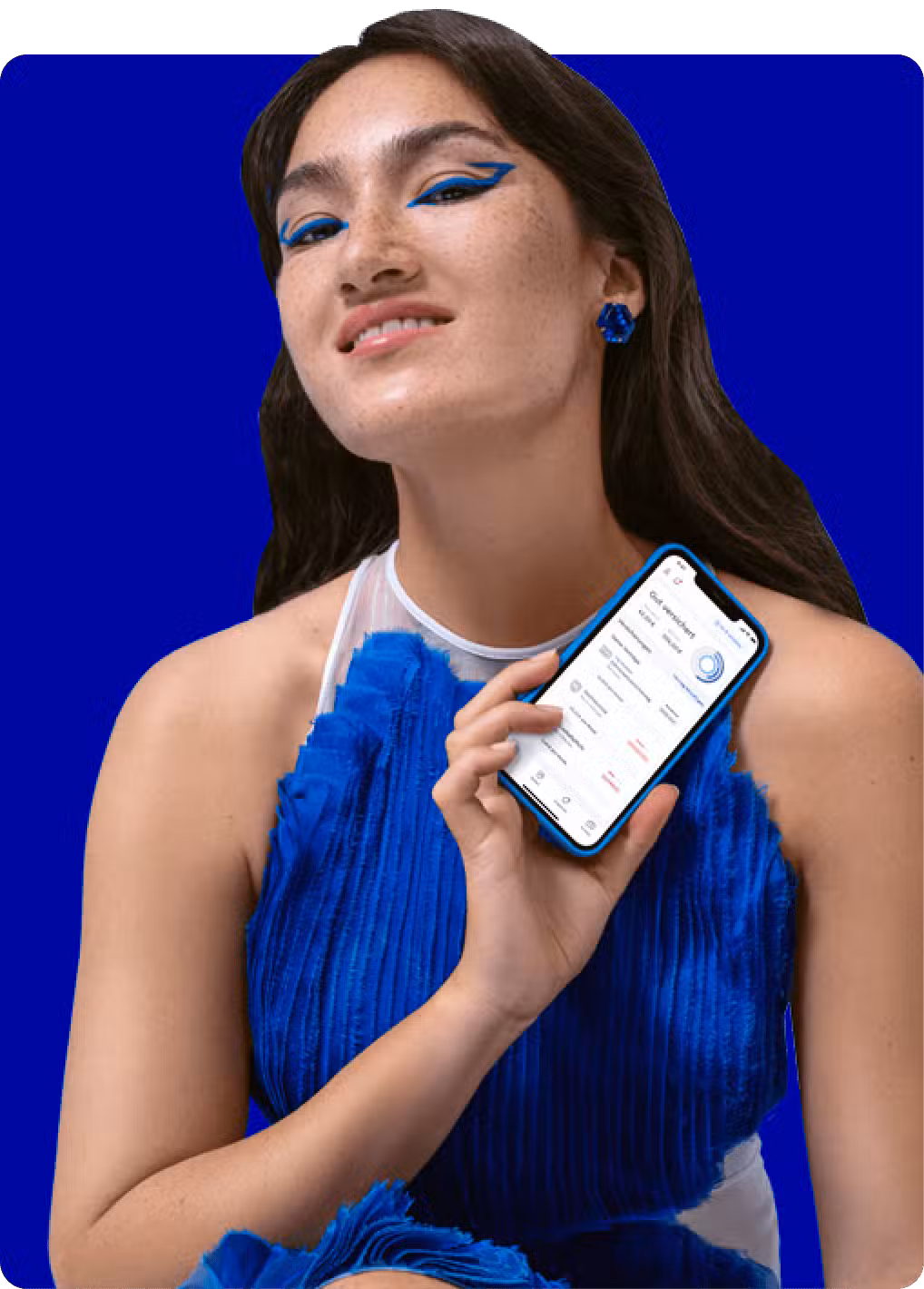 frau mit handy